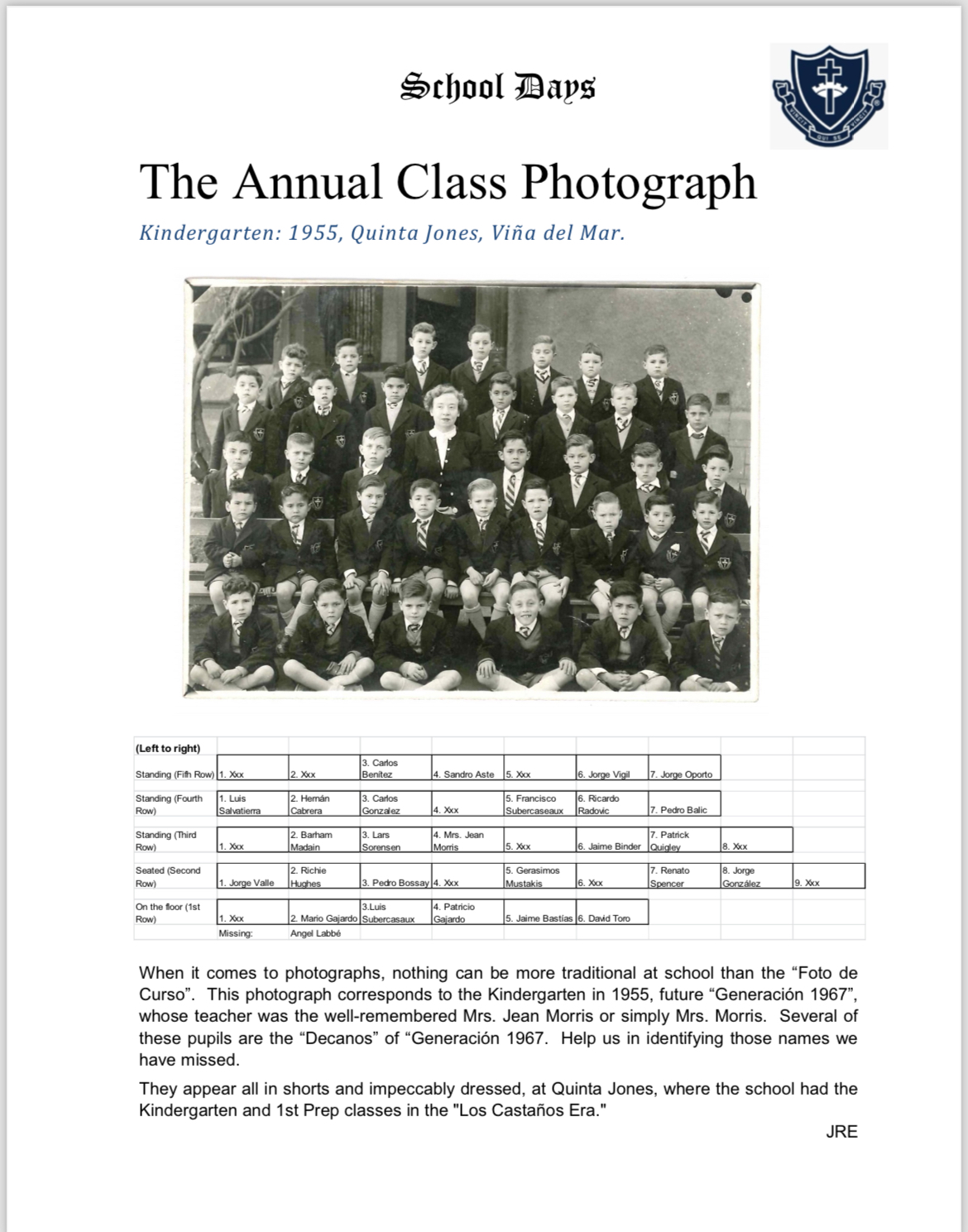 THE ANNUAL CLASS PHOTOGRAPH